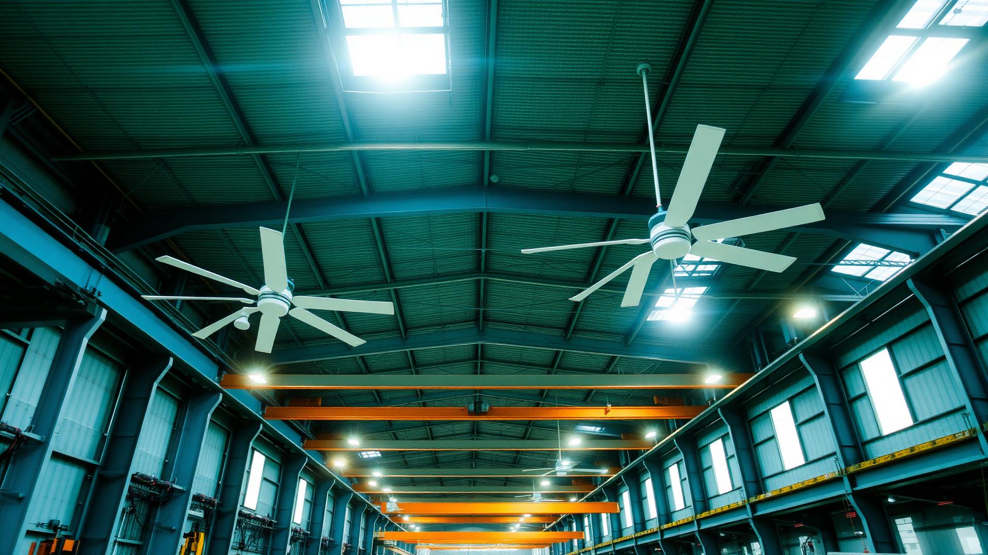 Industrial warehouse with HVLS fans